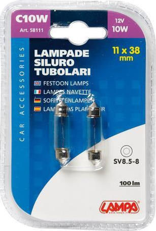 Lampa Λάμπες Αυτοκινήτου & Μοτοσυκλέτας SV8.5-8 C10W 12V 10W 2τμχ