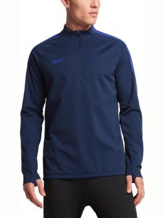 Nike Shield Strike Drill Men's Athletic Long Sleeve Blouse with V-Neck Navy Blue