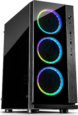 Inter-Tech W-III RGB Гейминг Midi Tower Компютърна кутия със странично прозорче Черно