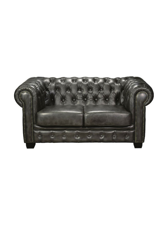Canapea Chesterfield Cu Două Locuri Din Piele N...