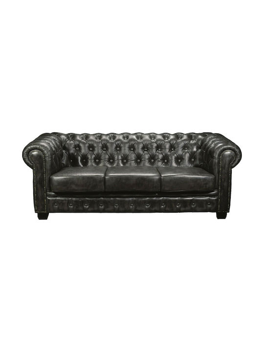 CHESTERFIELD Dreisitzer Sofa Echtes Leder Antiq...