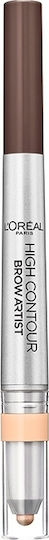 L'Oreal Paris Brow Arist High Definer Duo Μολύβι για Φρύδια Highlighter 108 Warm Brunette
