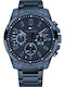 Tommy Hilfiger Decker Men's Watch 46mm Chronograph Battery with Blue Metal Bracelet