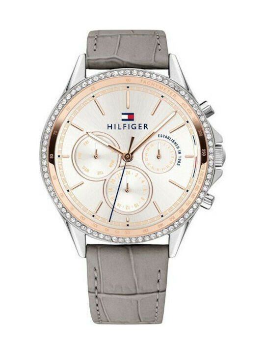 Tommy Hilfiger Ari Uhr Chronograph mit Gray Lederarmband