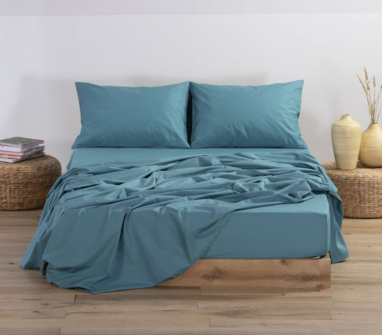 Nef-Nef Homeware Basic Υπέρδιπλο 160x200+30εκ. με Λάστιχο Dusty Petrol