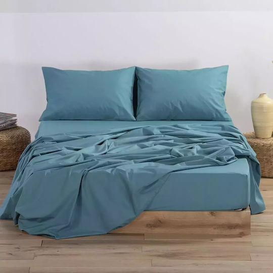 Nef-Nef Homeware Basic Μονό 100x200+30εκ. με Λάστιχο Dusty Petrol