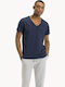 Tommy Hilfiger T-shirt Bărbătesc cu Mânecă Scurtă cu Decolteu în V Blue