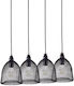 Home Lighting Pendant Suspension Rail for 4 Bulbs E27 Black