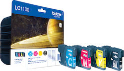 Brother LC1100 Original Paket mit 4 InkJet Druckerpatronen Gelb / Cyan / Magenta / Schwarz (LC-1100VALBPDR)