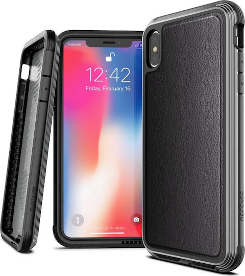 X-Doria Defense Lux Задна корица Изкуствена кожа 2мм Черен (iPhone XS Max)
