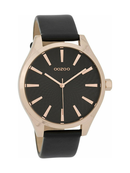 Oozoo Timepieces Watch with Black Leather Strap