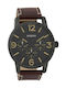 Oozoo Timepieces Watch Battery with Brown Leather Strap