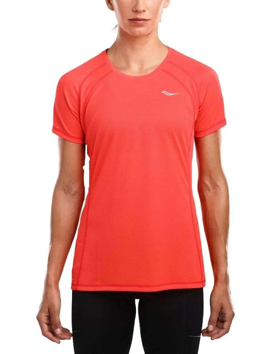 Saucony Hydralite Short Sleeve Γυναικείο Αθλητικό T-shirt Κόκκινο