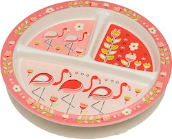 Sugar Booger Baby Food Plate Flamingo Divided Suction Plate made of Melamine Pink A1234