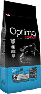 Optimanova Cat Light Ξηρά Τροφή για Ενήλικες Γάτες με Κοτόπουλο / Ρύζι 2kg