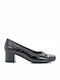 Boxer Leder Pumps mit Chunky mittelhohem Absatz Schwarz