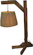 Home Lighting Silas Holz Vintage Tischlampe für Fassung E27 mit Braun Schirm und Basis