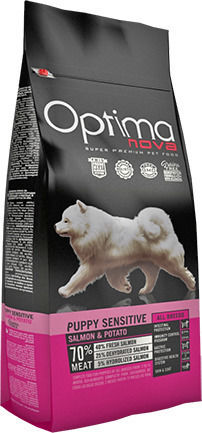 Optimanova Puppy Sensitive 12кг Суха Храна без Зърнени храни за Кученца с Картофи и Сьомга