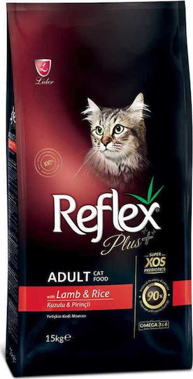Reflex Plus Adult Суха Храна за Възрастни Котки с Агнешко / Ориз 15кг