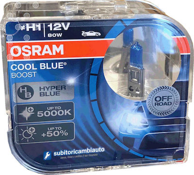 Osram Lămpi Autoturismului Cool Blue Boost H1 Halogen 5000K Alb rece 12V 80W 2buc