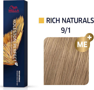 Wella Koleston Perfect Me+ Rich Naturals Hair Dye 9/1 Blonde Very Light Sandre 60ml