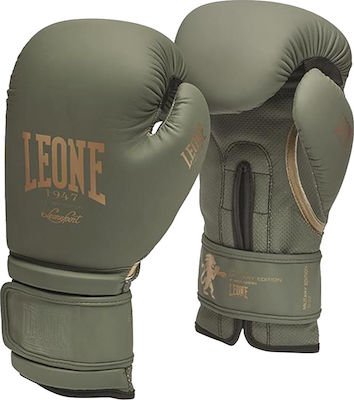 Leone Military Edition GN059 Mănuși de box din piele sintetică pentru competiție verzi