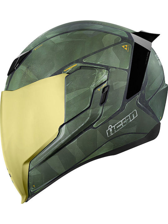 Icon Airflite Battlescar 2 Green Motorradhelm Volles Gesicht DOT / ECE 22.05 0101-11268