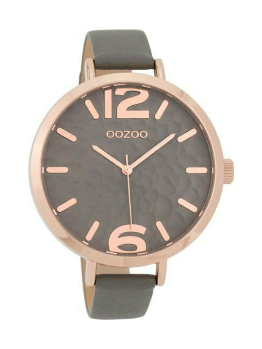 Oozoo Timepieces XL Uhr mit Gray Lederarmband