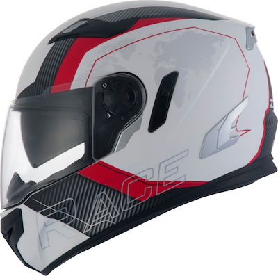 Zeus ZS-813Α Full Face Helmet with Sun Visor ECE 22.05 1580gr Black/Red/White ZEUSZS813ΑWHTRDGR-S