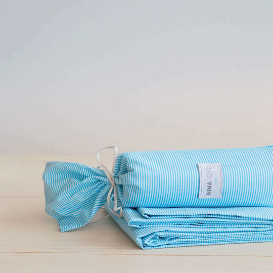 Nima Sheet Single Cotton Flip Flap Light Blue 170x255cm