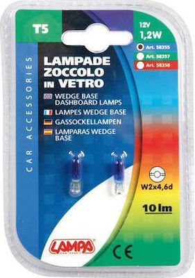 Lampa Λάμπες Αυτοκινήτου Wedge Base Lamp Blue T5 Μπλε 12V 1.2W 2τμχ