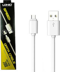 Ldnio Regular USB 2.0 to micro USB Cable Λευκό 2m (SY-05)