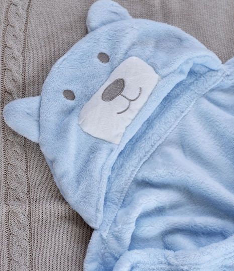 Palamaiki Κουβέρτα Αγκαλιάς & Λίκνου Bear Fleece Γαλάζια 75x110εκ.