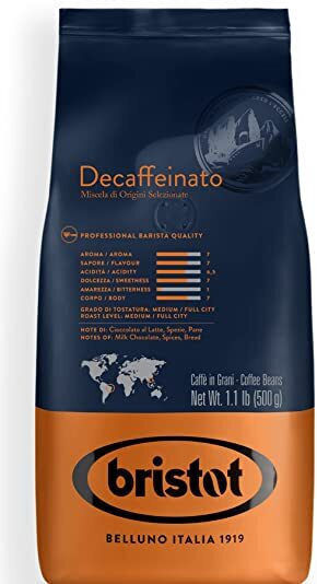 Bristot Espresso Kaffee Decaffeinato Bohnen 500gr