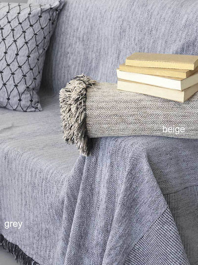 Palamaiki Braid Ριχτάρι Πολυθρόνας Chenille 180x180εκ. Grey