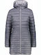 CMP Women's Short Puffer Jacket Waterproof for Winter with Hood Gray