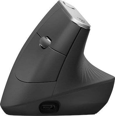 Logitech MX Vertical Ασύρματο & Ενσύρματο Εργονομικό Bluetooth Ποντίκι Μαύρο