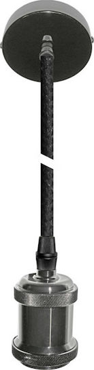 Adeleq Decorative Pendant E27 Graphite 1.5m Pendant Light Black with Socket E27