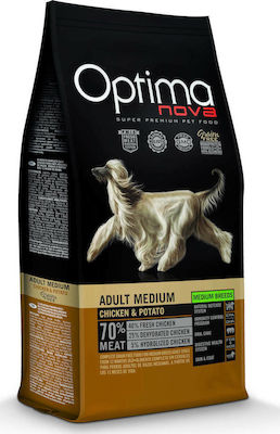 Optimanova Adult Medium 12kg Dry Food Grain Free for Adult Dogs of Medium Breeds with Chicken and Potatoes