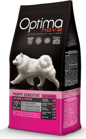 Optimanova Puppy Sensitive 2кг Суха Храна без Зърнени храни за Кученца с Картофи и Сьомга
