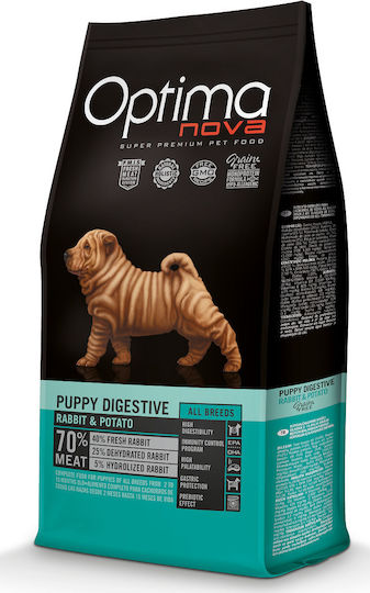 Optimanova Puppy Digestive 2kg Trockenfutter ohne Getreide für Welpen mit Kartoffeln