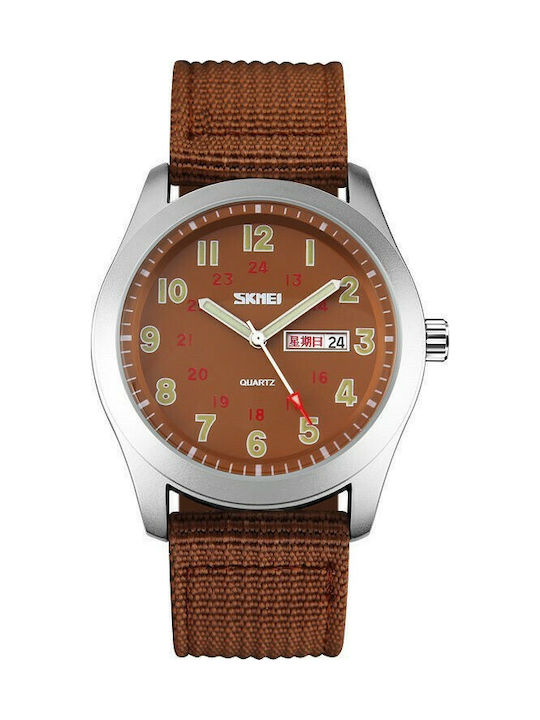 Skmei Watch Battery with Fabric Strap Brown