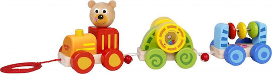 Tooky Toys Pull-Along Toy Pull-Along Train Bear made of Wood for 12++ Months