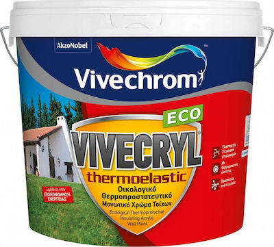 Vivechrom Vivecryl Thermoelastic Eco Plastic Acrilyc Thermal insulation Ecological Paint for Exterior Use White 3lt