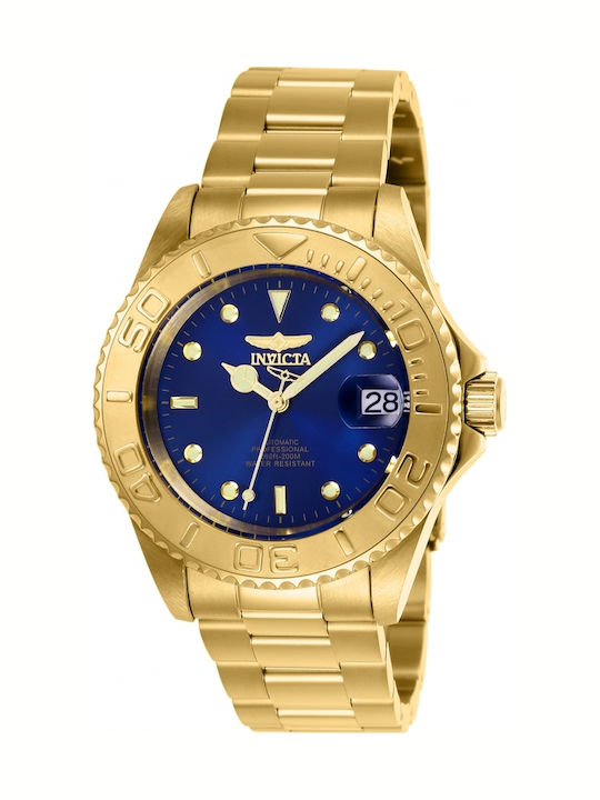 Invicta Pro Diver Ανδρικό Ρολόι 40mm με Χρυσό Μεταλλικό Μπρασελέ