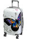 A2S Valiză De Călătorie De Cabina Albă Cu 4 Roți Înălțime 55 Cm White Butterfly