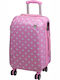 A2S Polka Dot Pink Hard Cabin Suitcase Pink With 4 Wheels Height 55cm