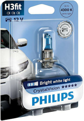 Philips Lamps Car Crystal Vision H3 Halogen 4300K Natural White 12V 55W 1pcs