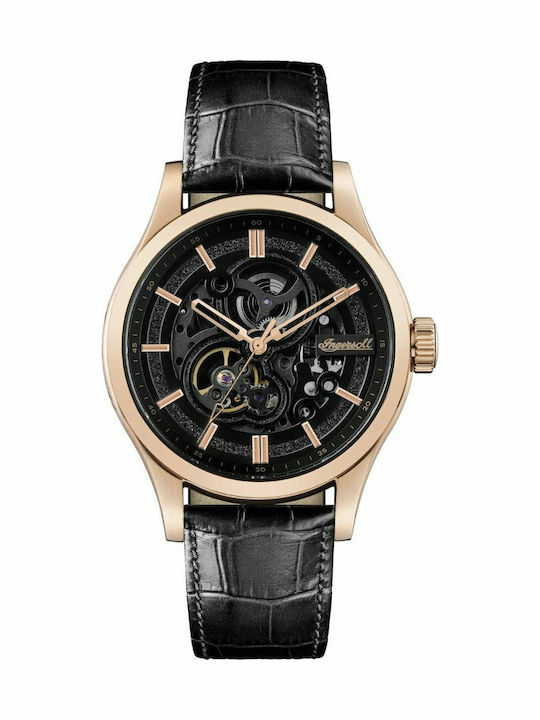 Ingersoll Armstrong Automatic Men's Watch 46mm Chronograph Automatic with Black Leather Strap