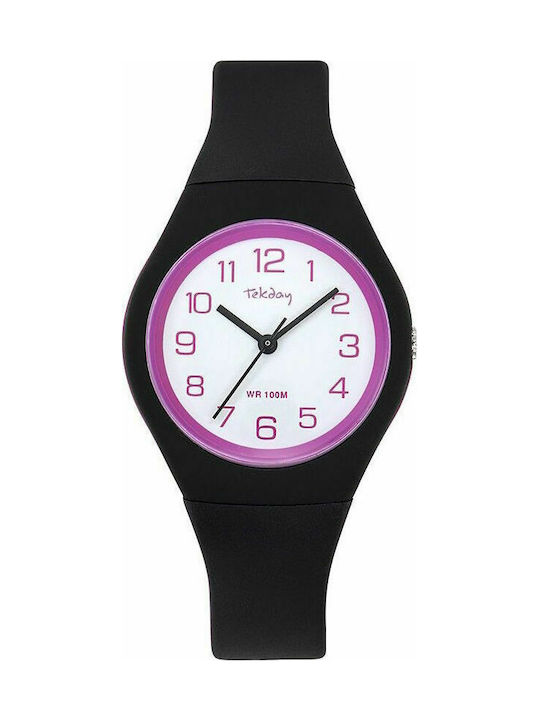 Tekday Black Silicone Strap Uhr mit Schwarz Kautschukarmband